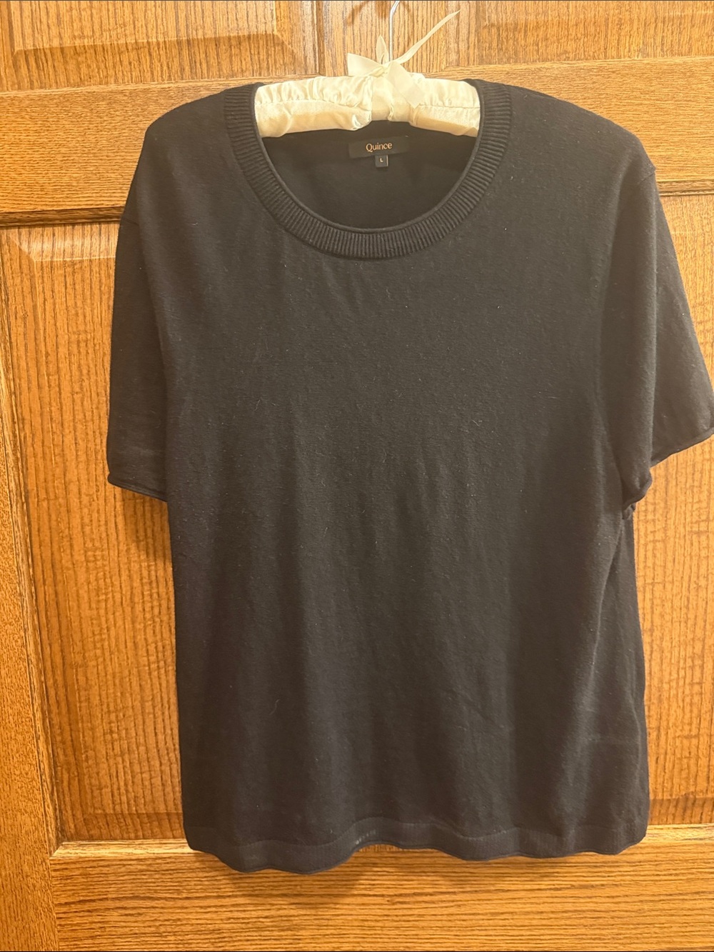 Quince Cotton Cashmere Lightweight Black Short Sleeve Tee Large